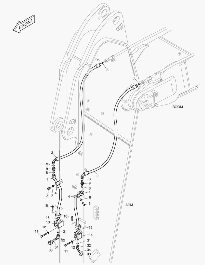 ГИДРОСИСТЕМА РУКОЯТИ - ВРАЩЕНИЕ(РУКОЯТЬ-2.85 м)