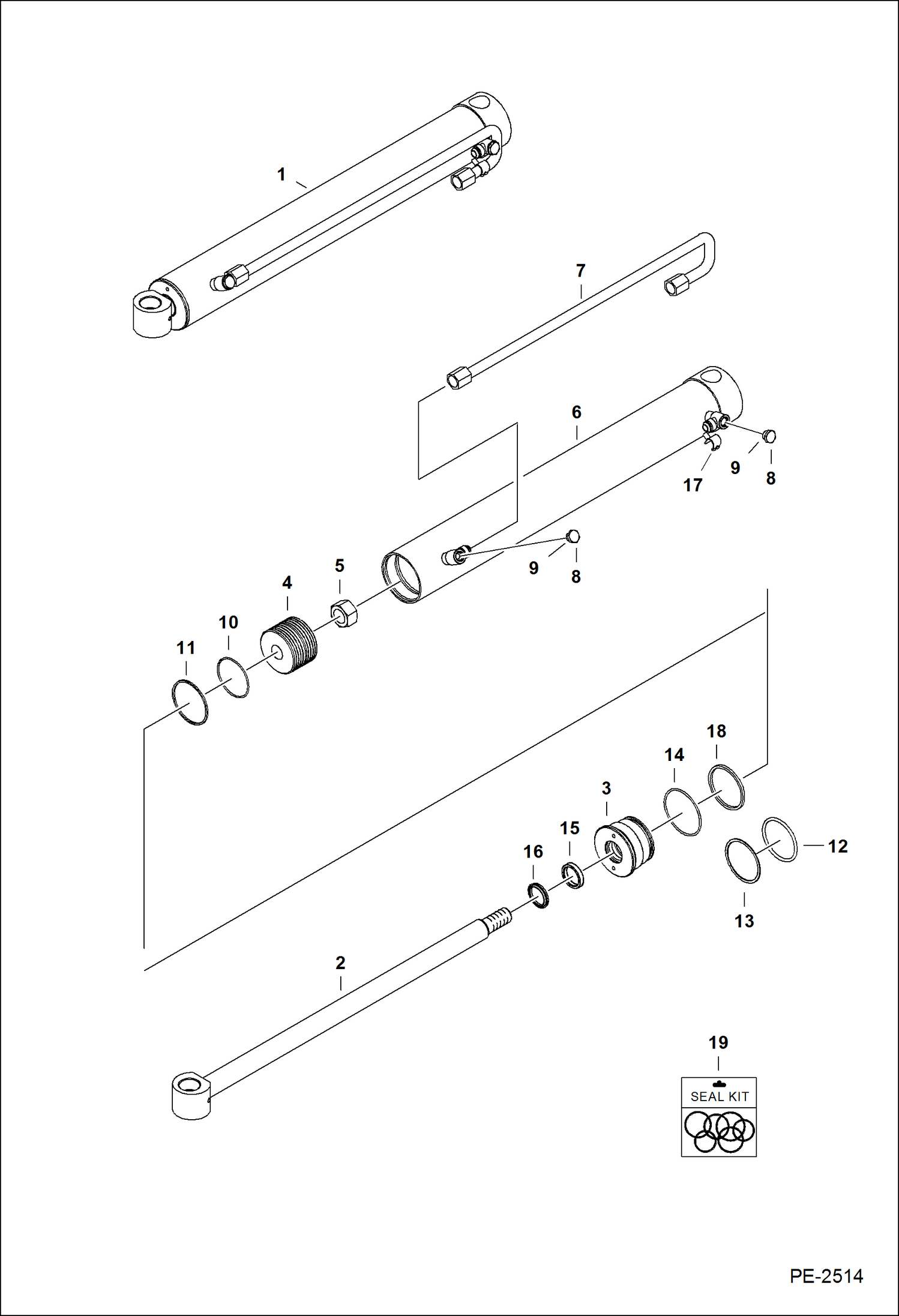ЦИЛИНДР СТРЕЛЫ (УСТАНОВЛЕННАЯ ПО ЦЕНТРУ ОБРАТНАЯ ЛОПАТА)