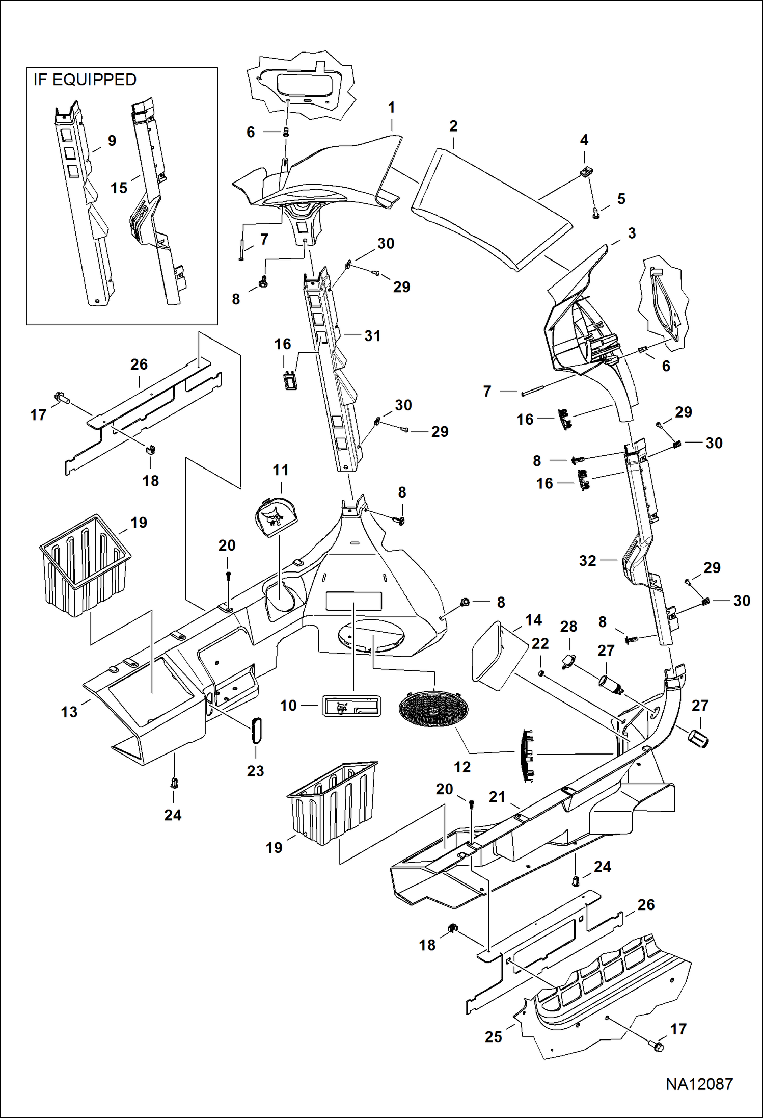 Схема КАБИНА ВОДИТЕЛЯ (ВНУТРЕННЕЕ ОБОРУДОВАНИЕ КАБИНЫ) (DELUXE)