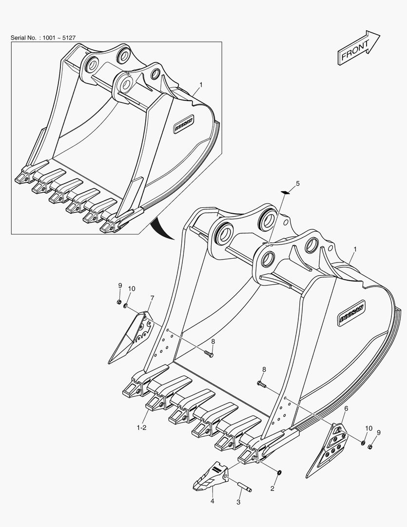 7160 BUCKET ASS`Y - 3.68mВі - H CLASS [5001~5133]