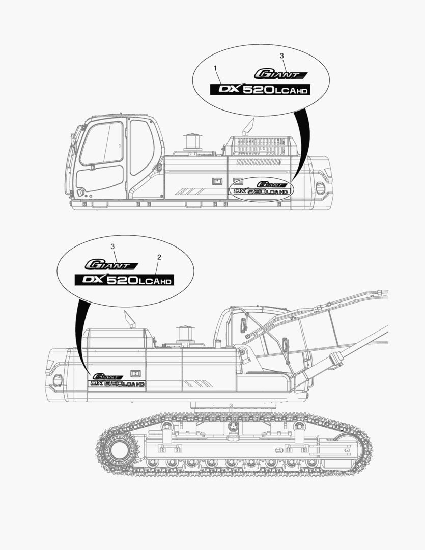 5220 DECAL - MACHINE NAME(DX520LCA-G HD)