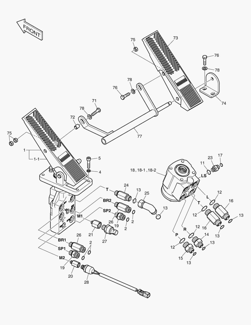 1200 BRAKE PEDAL VALVE & STEER UNIT