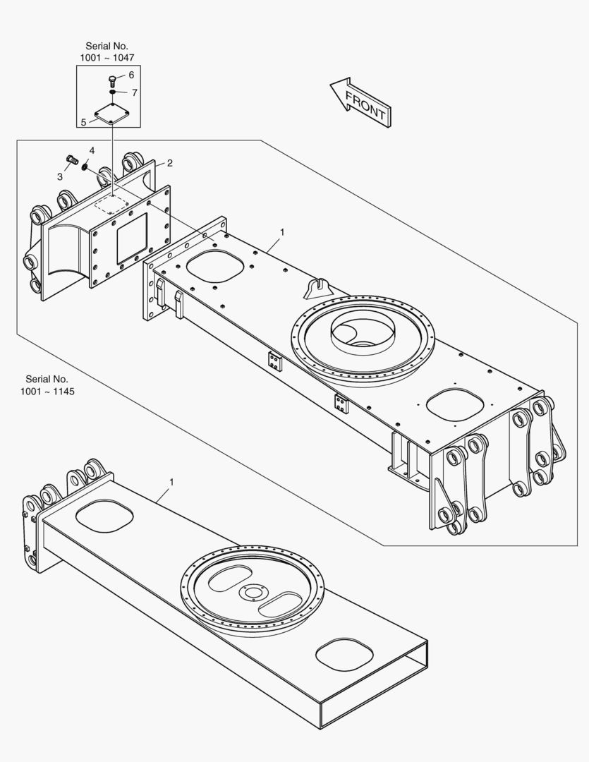 РАМКА ШАССИ-ПЕРЕДНИЙ БУЛЬДОЗЕР(БОЛТОВОЕ СОЕДИНЕНИЕ)