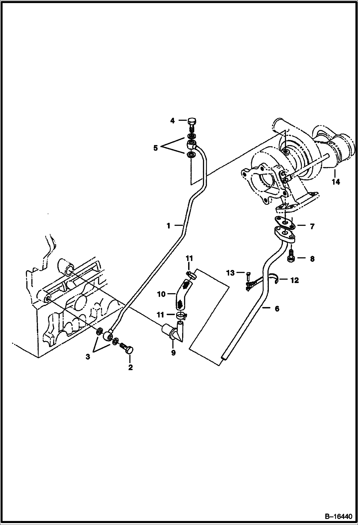 МАСЛЯНАЯ ТРУБКА (KUBOTA - V2003T) (ТУРБОНАГНЕТАТЕЛЬ )