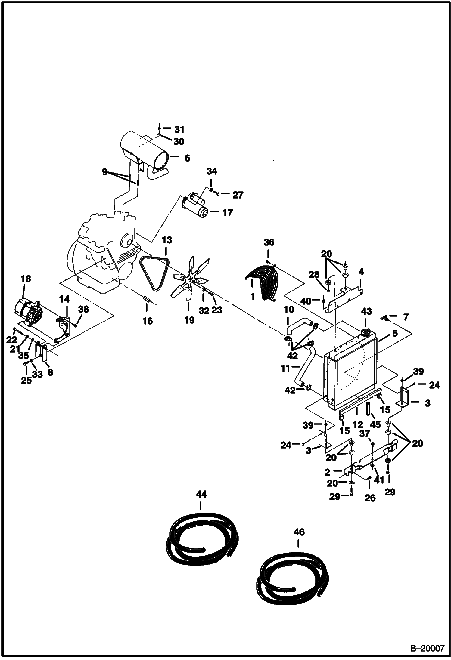 РАДИАТОР, ВОЗДУХООЧИСТИТЕЛЬ И КРОНШТЕЙН ГЛУШИТЕЛЯ