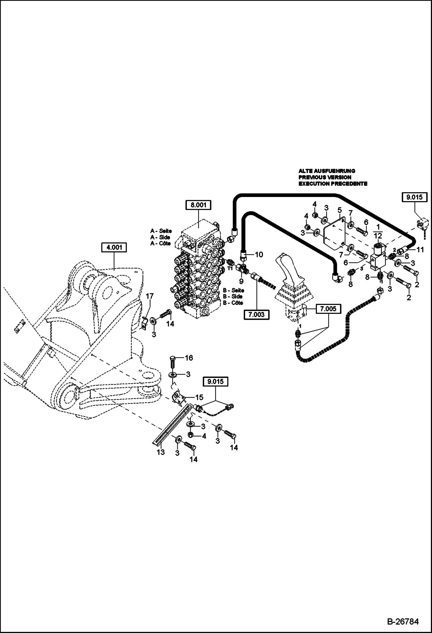 Схема ГИДРОУСТАНОВКА МОНОБЛОК ОГРАНИЧЕНИЯ СТРЕЛЫ ПО ВЫСОТЕ - СТРЕЛА - ПРЕДЫДУЩАЯ ВЕРСИЯ