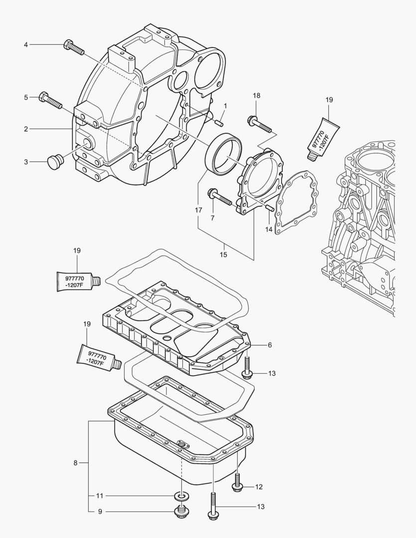 003 FLYWHEEL HOUSING & OIL PAN