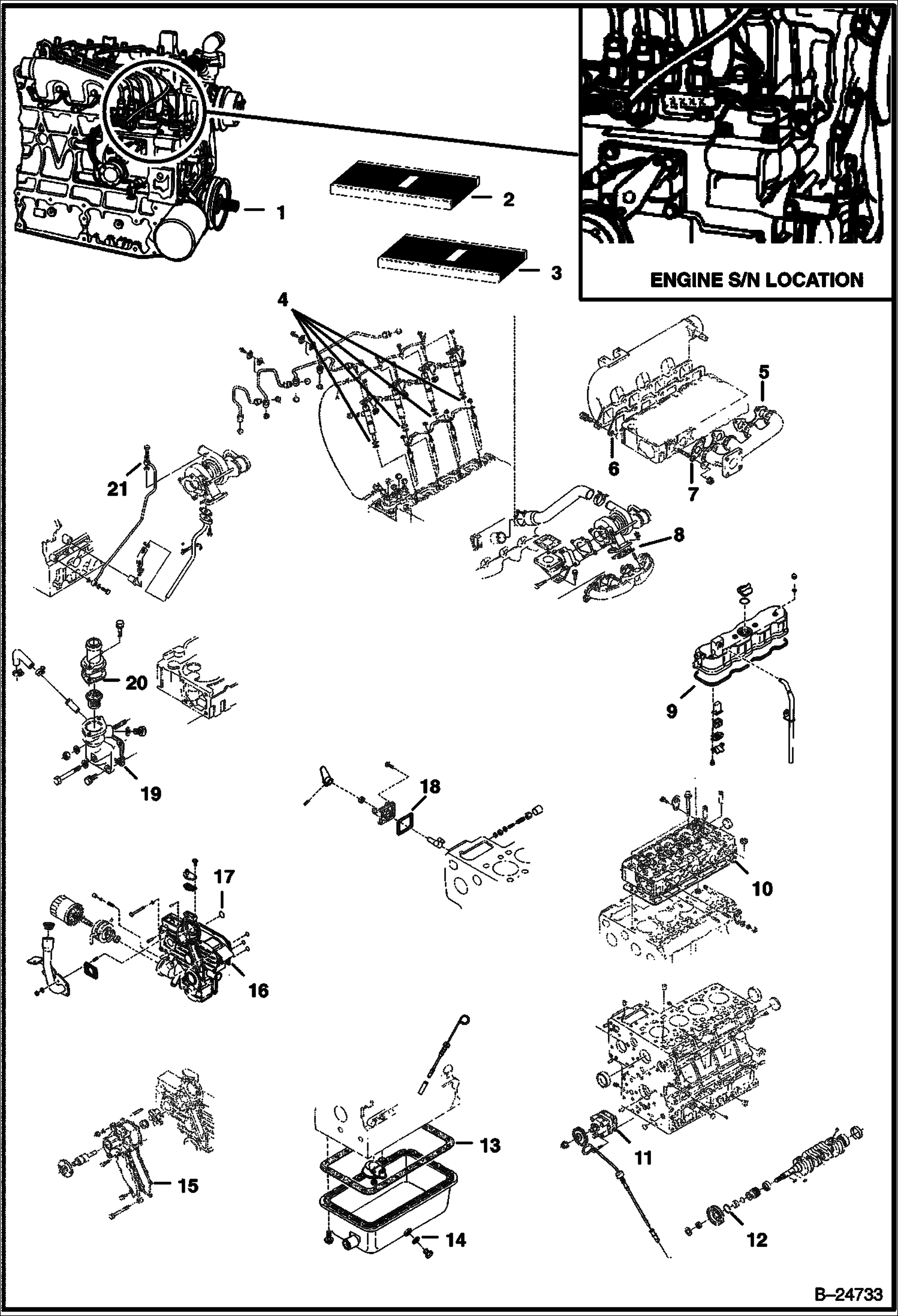 ДВИГАТЕЛЬ И КОМПЛЕКТ ПРОКЛАДОК (KUBOTA - V2003-T-2EB - TIER II)