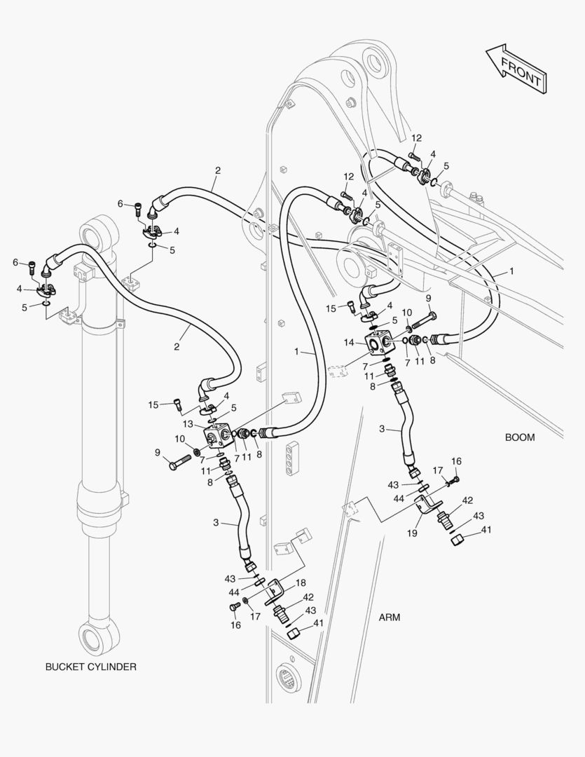 Схема ГИДРОСИСТЕМА РУКОЯТИ - РУКОЯТЬ 2.9 м(ГРЕЙФЕРНЫЙ КОВШ)