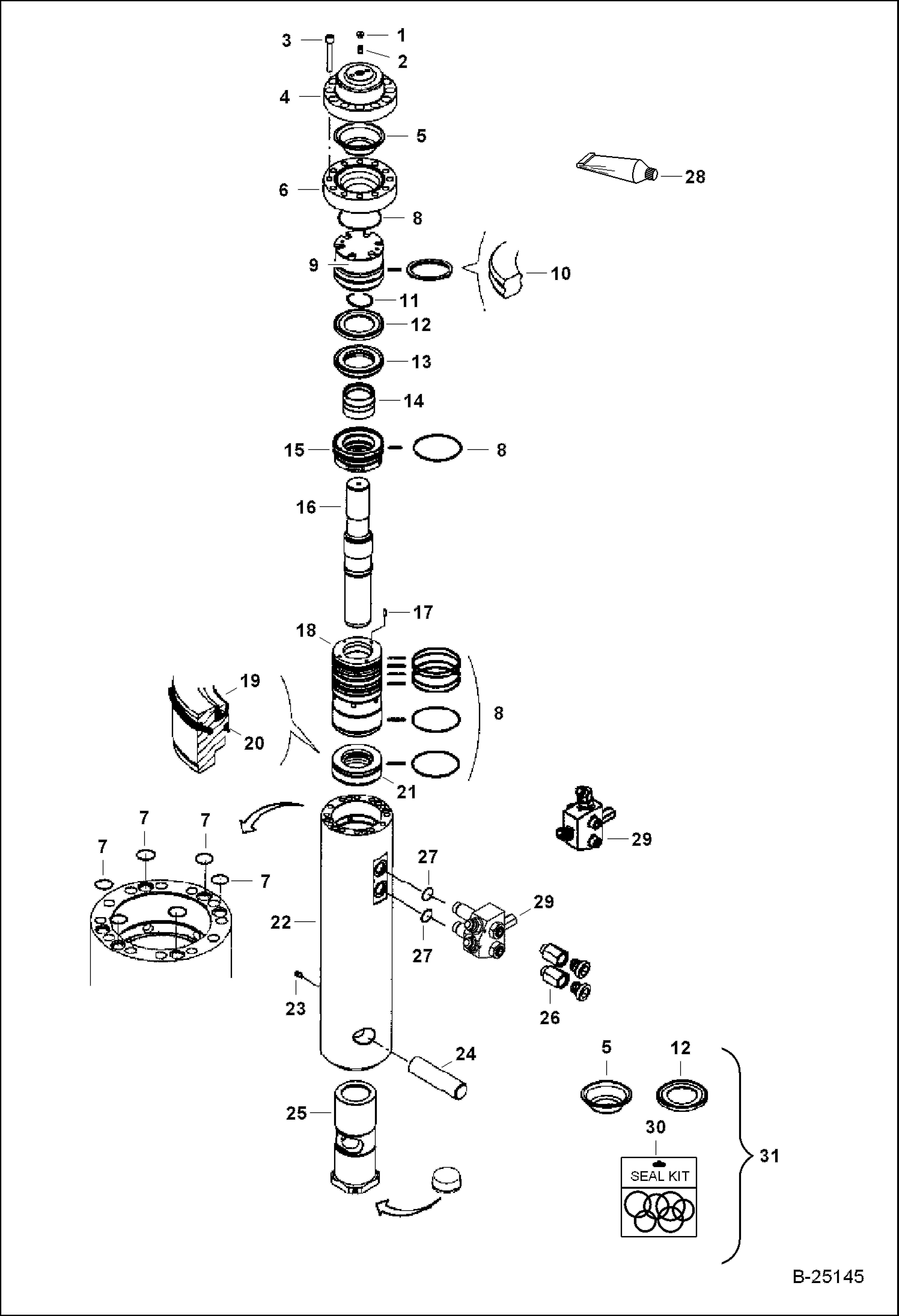 ГИДРОМОЛОТ (ВНУТРЕННИЕ ДЕТАЛИ) (HB880 A00X00101 - 19999) (ИСПОЛЬЗУЕТСЯ НА 325, 328, 329, 331, 331E, 334, 425, 430)