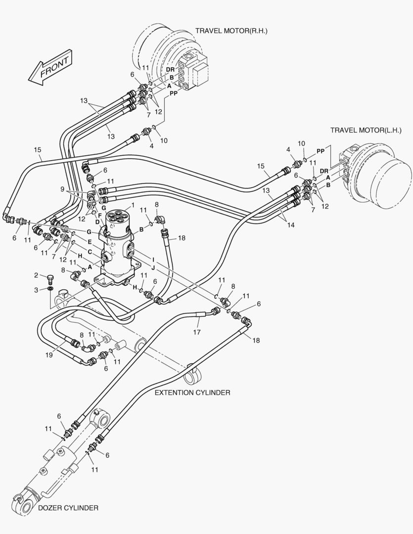 ТРУБОПРОВОД ХОДА - РЕГУЛИРУЕМАЯ ГУСЕНИЦА