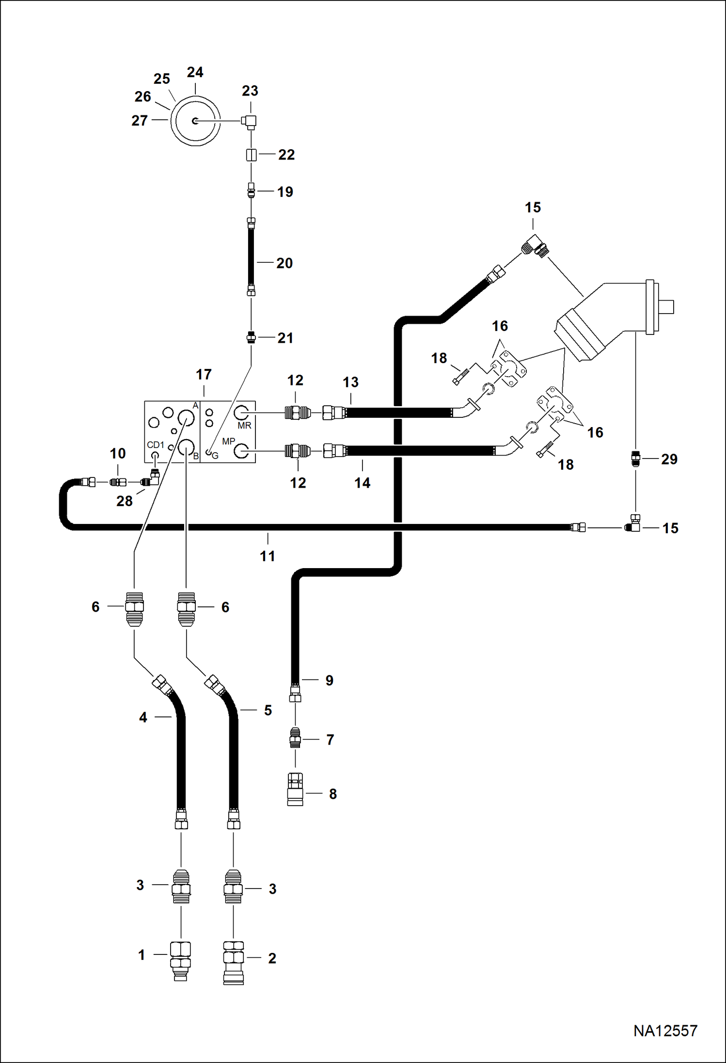КУСТОРЕЗ (СХЕМА ГИДРАВЛИЧЕСКОЙ СИСТЕМЫ) (FRC50 ANR600136 И ВЫШЕ) (FRC60 ANR500401 И ВЫШЕ)