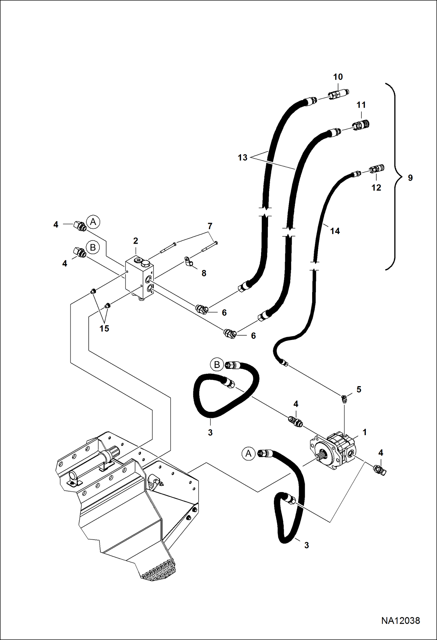 КОСИЛКА-ИЗМЕЛЬЧИТЕЛЬ (СХЕМА ГИДРАВЛИЧЕСКОЙ СИСТЕМЫ) (МОТОР-РЕДУКТОР И КЛАПАН) (EMEA ТОЛЬКО) (30FM B1YS)