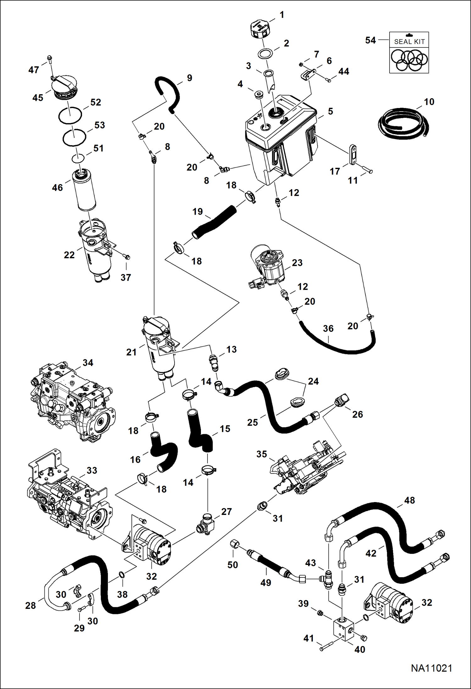 СХЕМА ГИДРОСТАТИЧЕСКОЙ СИСТЕМЫ (БАК И ФИЛЬТР)