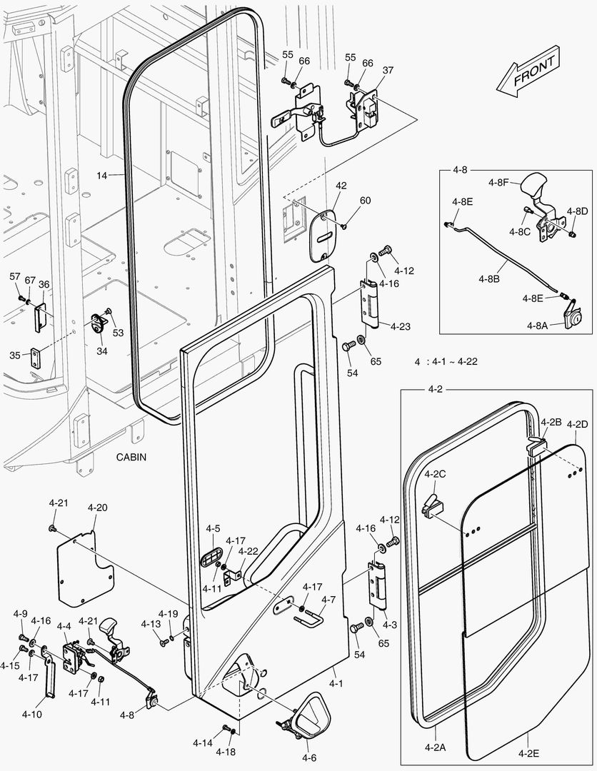 5690 CABIN(4) - DOOR ASS`Y(L.H-WITHOUT ROOF)