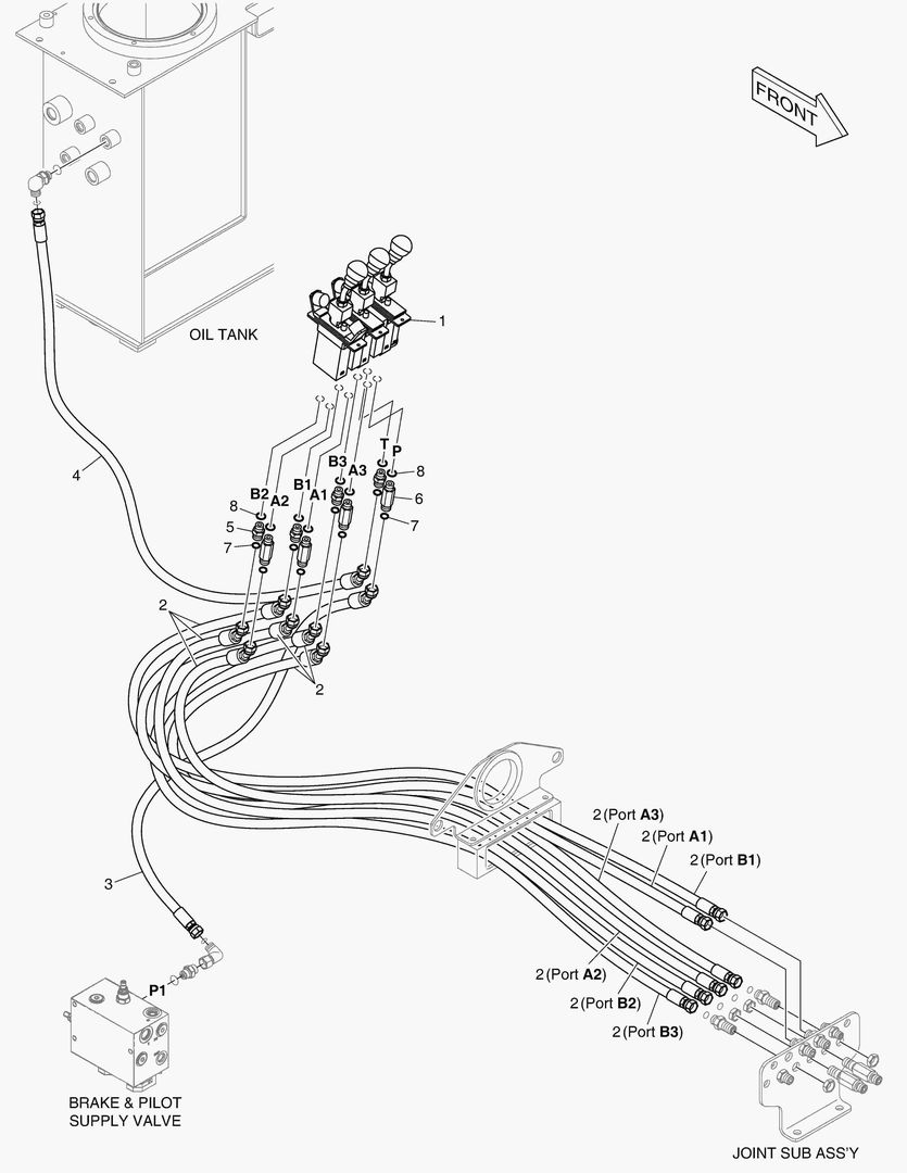 ТРУБОПРОВОД СЕРВОУПРАВЛЕНИЯ - ПАЛЕЦ + 3 КАТУШКИ