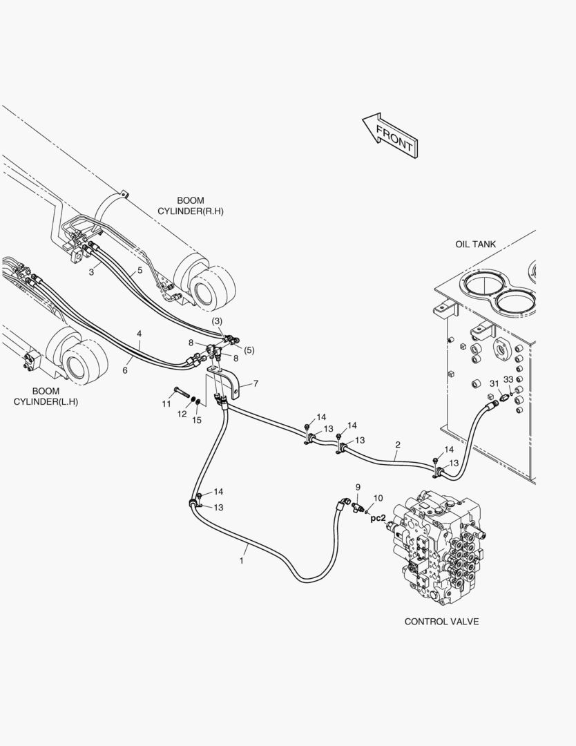 ТРУБОПРОВОД СЕРВОУПРАВЛЕНИЯ - ГИДРОЗАМОК СТРЕЛЫ