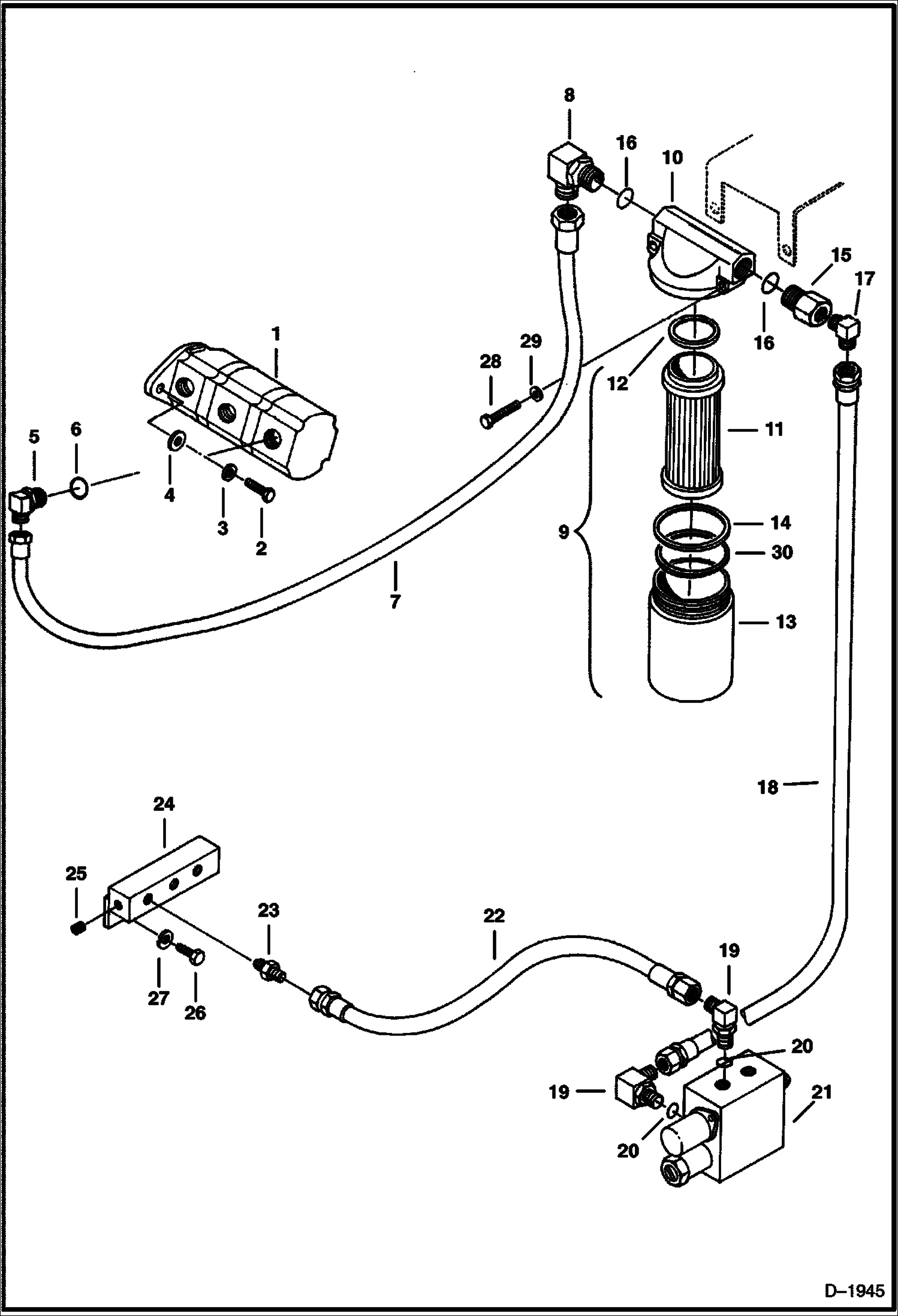 СХЕМА ГИДРАВЛИЧЕСКОЙ СИСТЕМЫ (ИЗ НАСОСА ВО ВТОРИЧНЫЙ ФИЛЬТР И В КЛАПАН РАЗГРУЗОЧНОГО УСТРОЙСТВА)