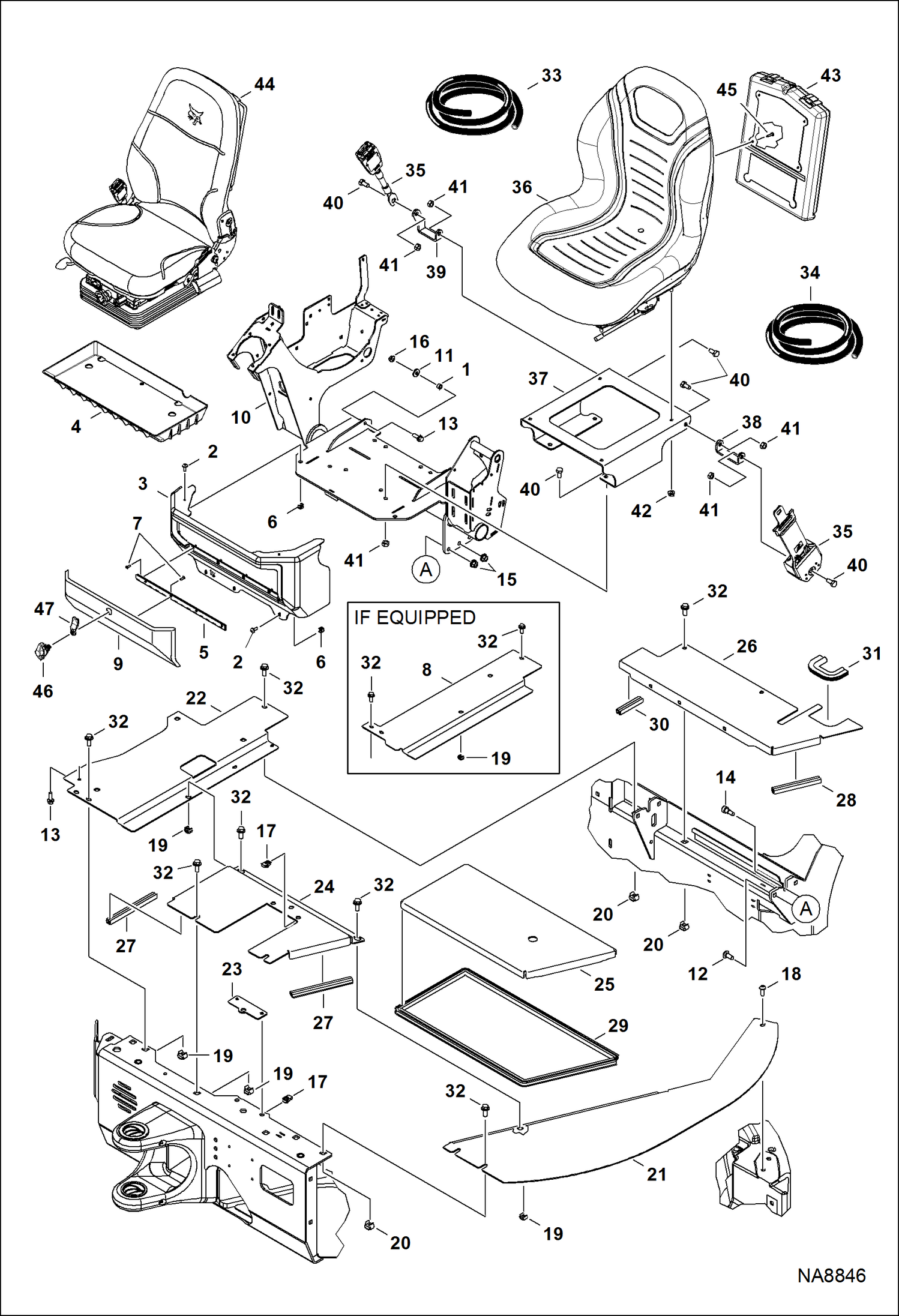 РАБОЧЕЕ МЕСТО ВОДИТЕЛЯ И СИДЕНЬЕ (ПОЛ) (СЕРИЙНЫЙ НОМЕР B33211584 - B33212886)