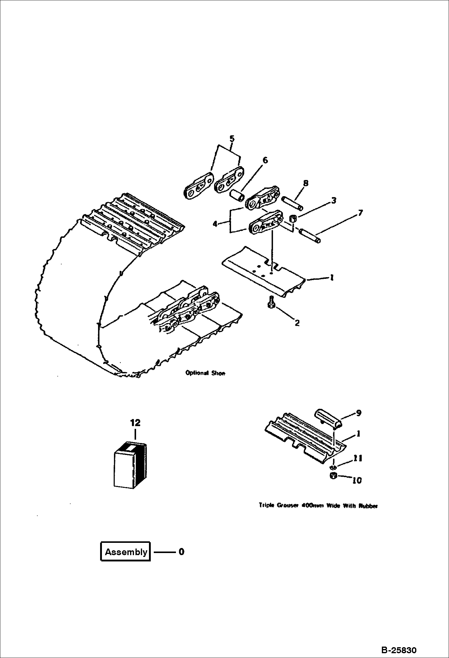 БАШМАК ГУСЕНИЦЫ (ТРОЙНОЙ ГРУНТОЗАЦЕП С РЕЗИНОВЫМИ НАКЛАДКАМИ) (С БОЛТОВЫМ КРЕПЛЕНИЕМ) - ТРОЙНОЙ 400 ММ ШИРОКИЕ KOMATSU СЕРИЙНЫЙ НОМЕР 10735 И ВЫШЕ