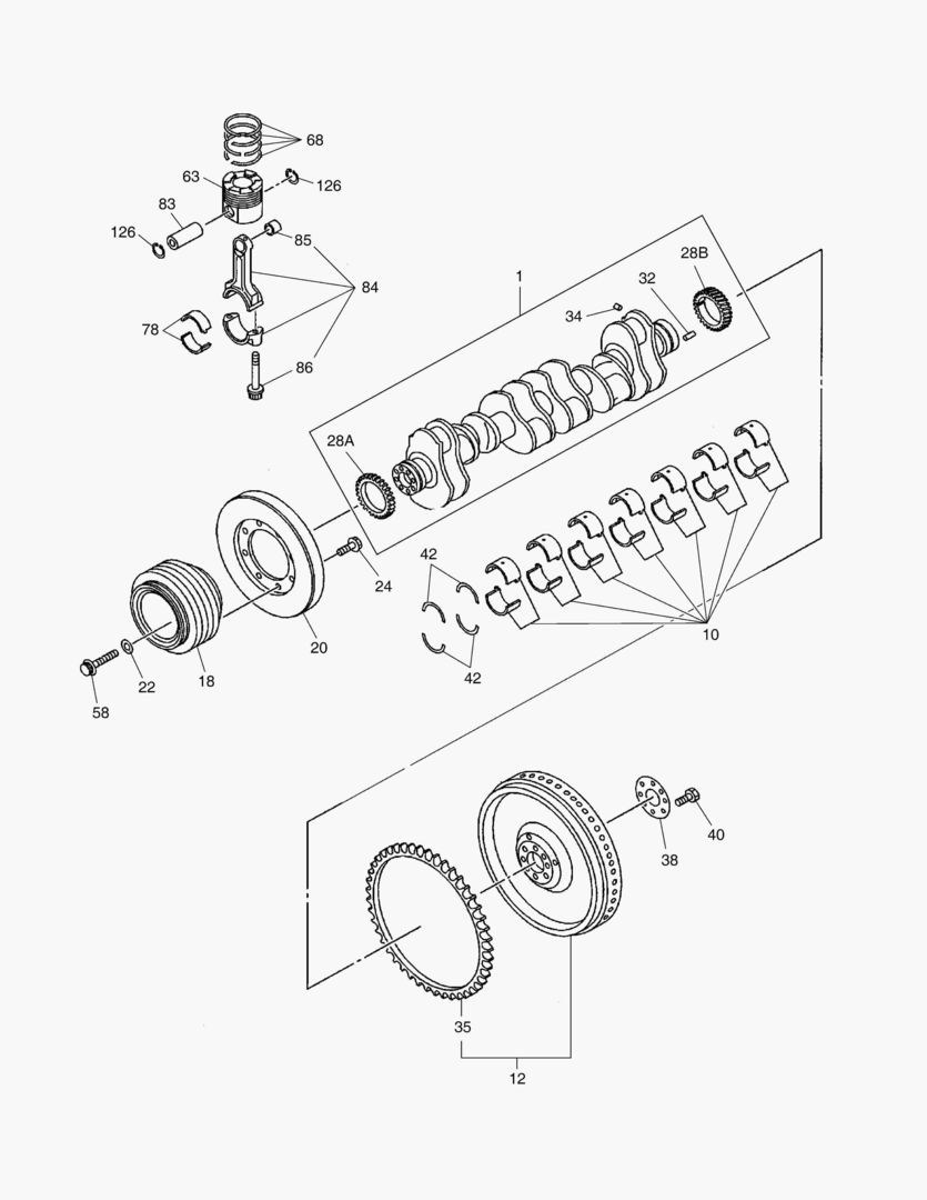 015 CRANKSHAFT & PISTON AND FLYWHEEL