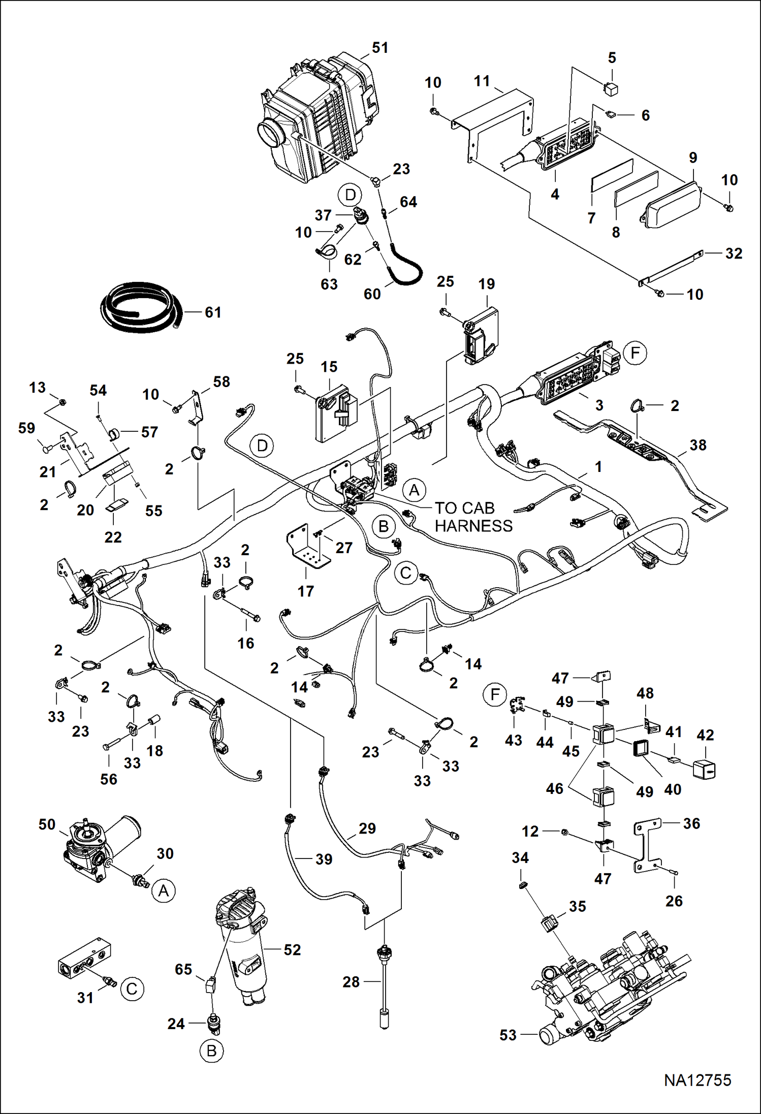 ЭЛЕКТРОСХЕМА ДВИГАТЕЛЯ (ГЛАВНЫЙ ЖГУТ ПРОВОДОВ РАМЫ И ДАТЧИКИ ФИЛЬТРА) (СЕРИЙНЫЙ НОМЕР A3P215700 И ВЫШЕ)