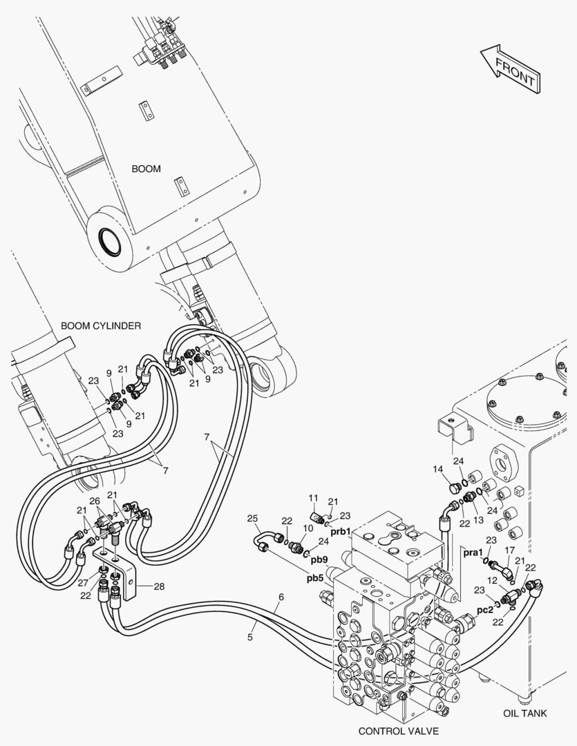 ТРУБОПРОВОД СЕРВОУПРАВЛЕНИЯ - ТОЛЬКО ГИДРОЗАМОК СТРЕЛЫ(ШАРНИРНЫЙ)