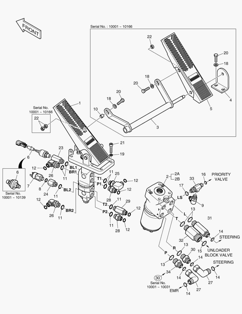1180 BRAKE PEDAL VALVE & STEER UNIT
