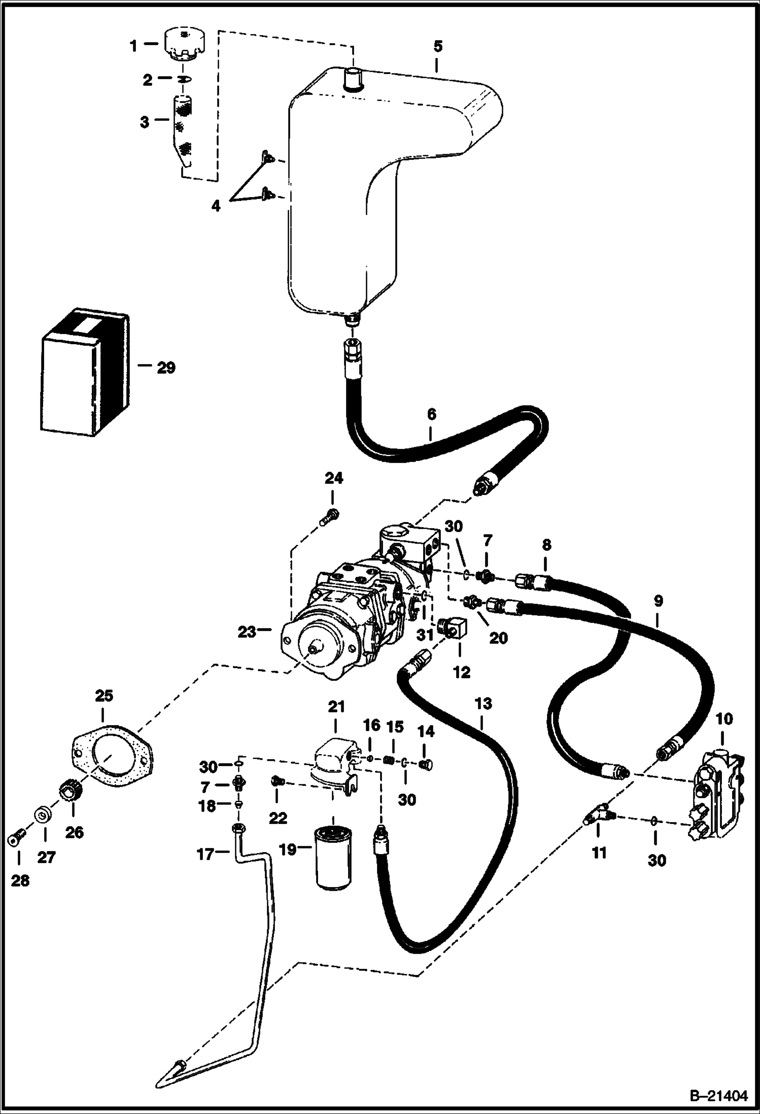Схема СХЕМА ГИДРОСТАТИЧЕСКОГО НАСОСА СЕРИЙНЫЙ НОМЕР 12999 И НИЖЕ