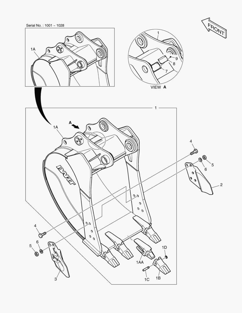 6900 BUCKET ASS`Y - 0.73mВі(36`) - SIDE PIN