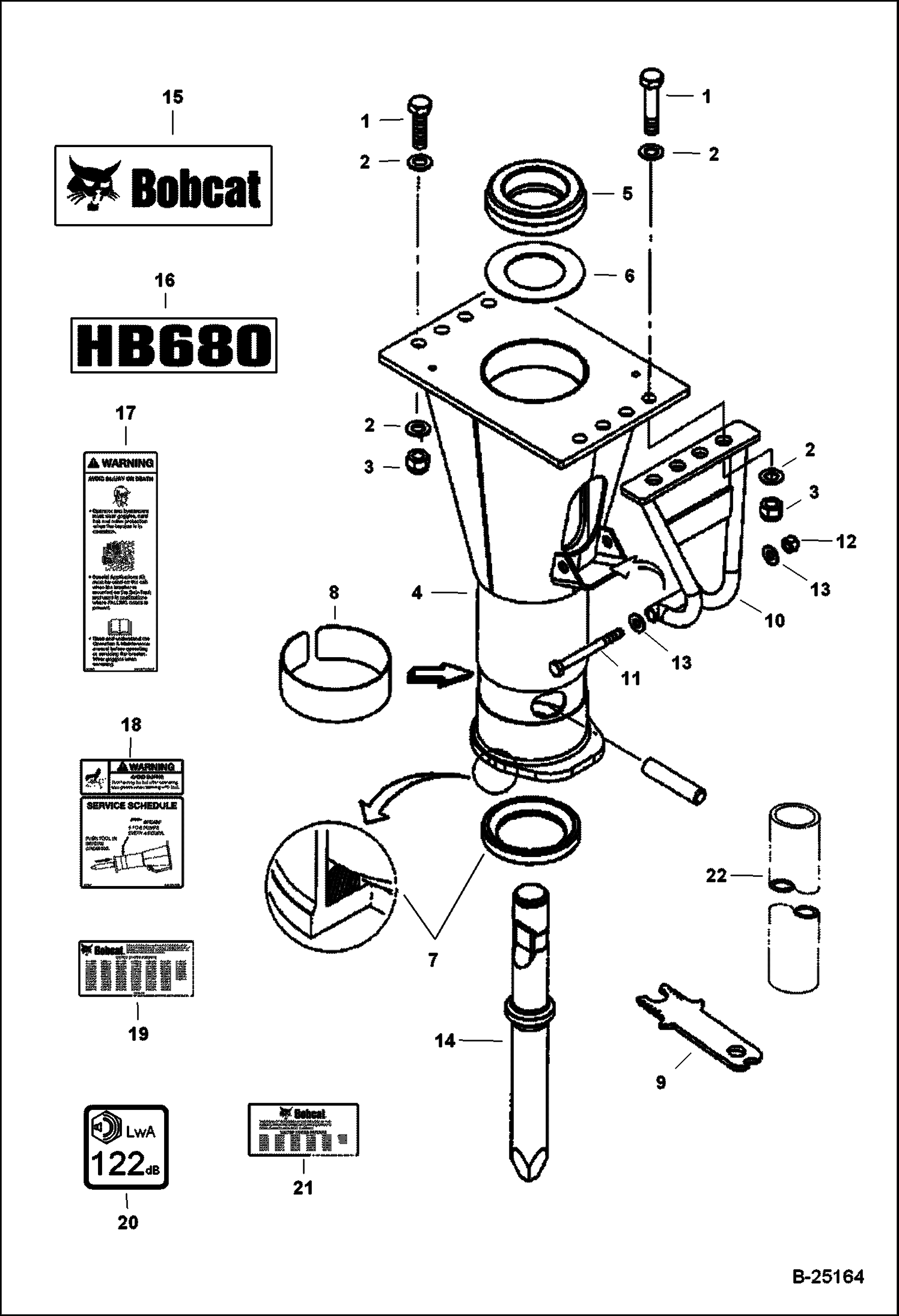 ГИДРОМОЛОТ (РАМА ШАССИ И КРЕПЕЖНЫЕ ДЕТАЛИ) (HB680 A00W) (ИСПОЛЬЗУЕТСЯ НА 322, 323, 325, 328, 425)