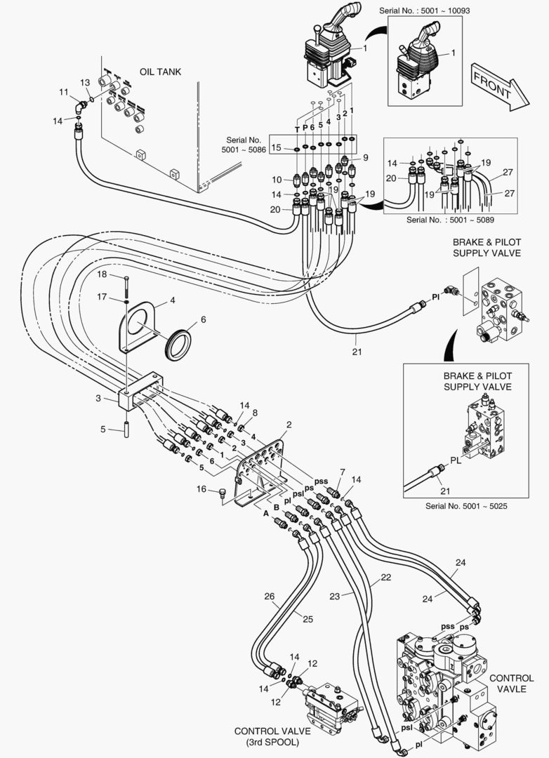 ТРУБОПРОВОД СЕРВОУПРАВЛЕНИЯ - РЫЧАГ ПЕРЕДАЧИ + 3 КАТУШКИ