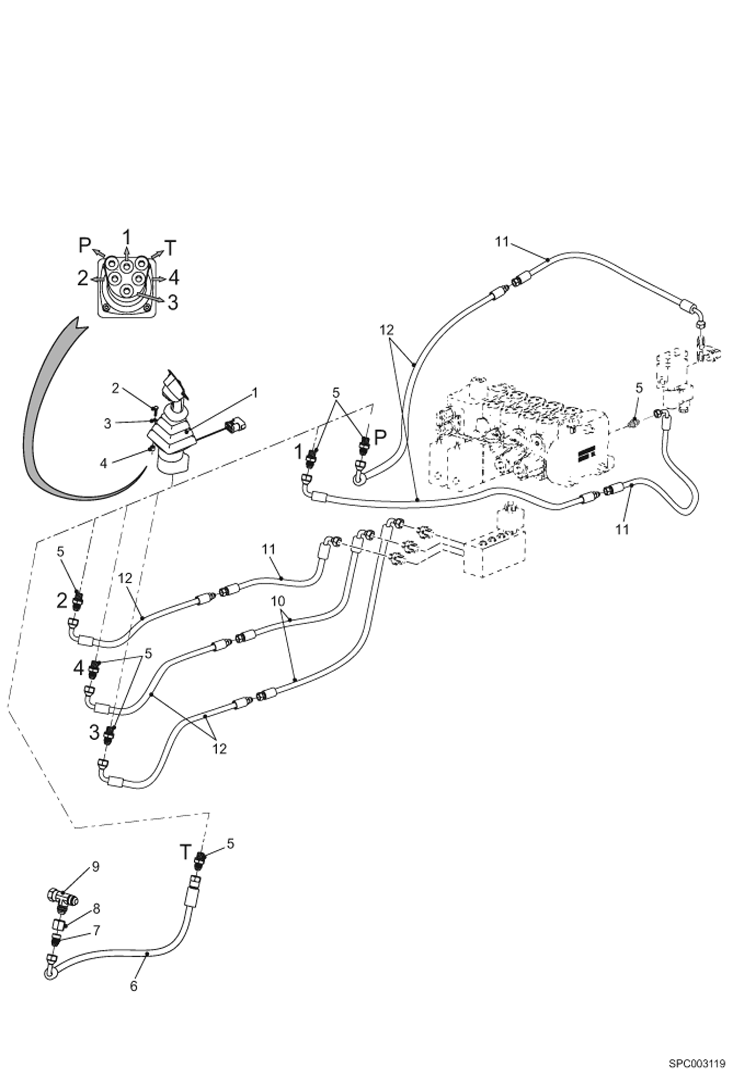 УСТАНОВКА ДЖОЙСТИКА (С АВАРИЙНЫМ ОГРАНИЧИТЕЛЕМ ХОДА СТРЕЛЫ (AMA))