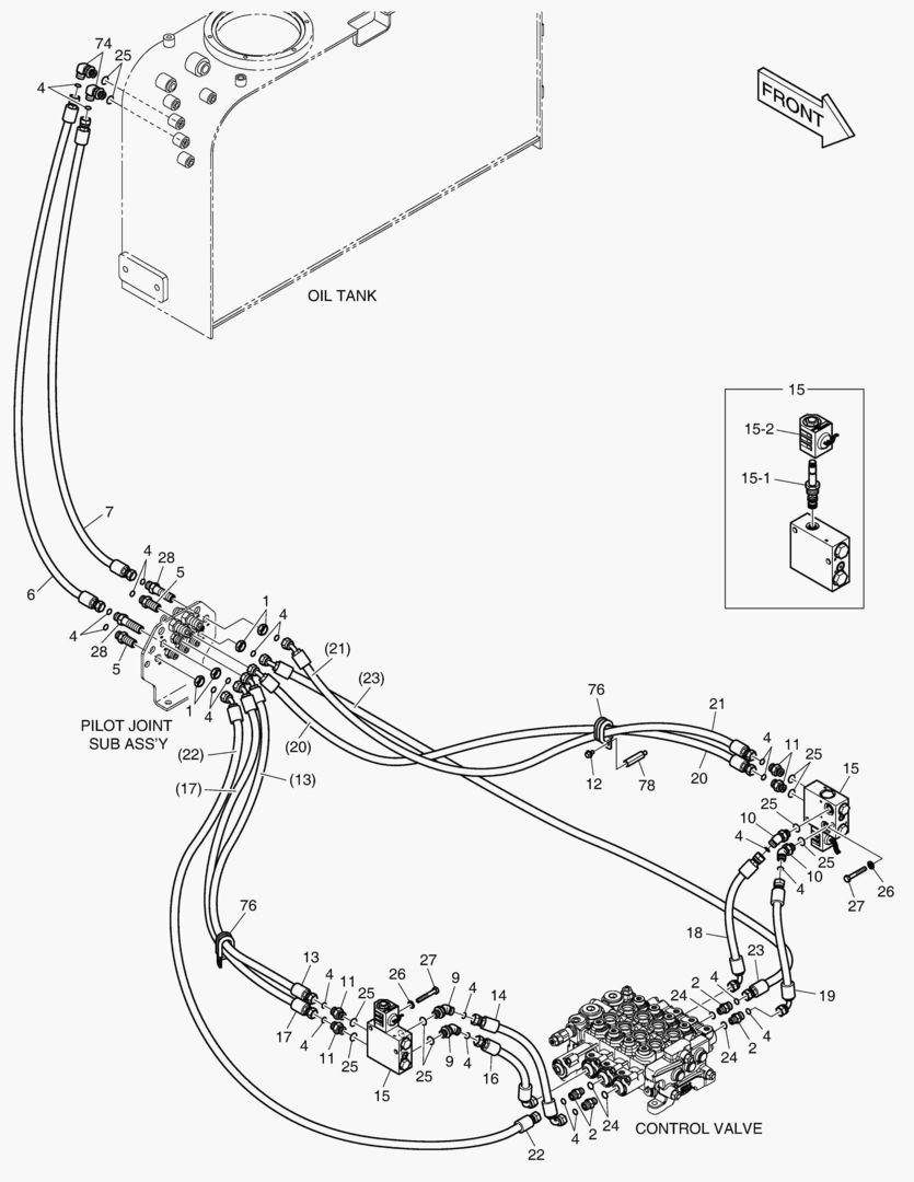 Схема ТРУБОПРОВОД СЕРВОУПРАВЛЕНИЯ - 4 КАТУШКИ