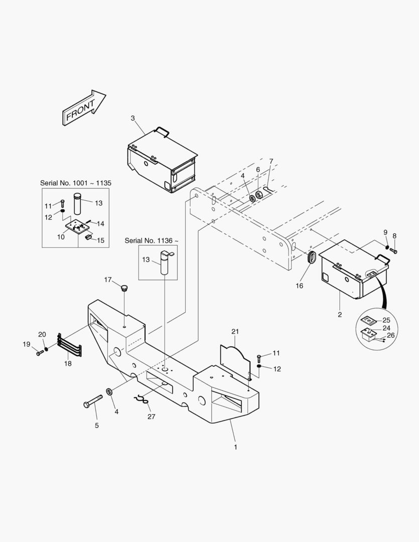 1390 COUNTER WEIGHT & BATTERY BOX-STD.