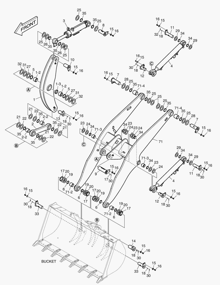 РУКОЯТЬ ПОГРУЗЧИКА В СБОРЕ - ДЛИННАЯ СТРЕЛА