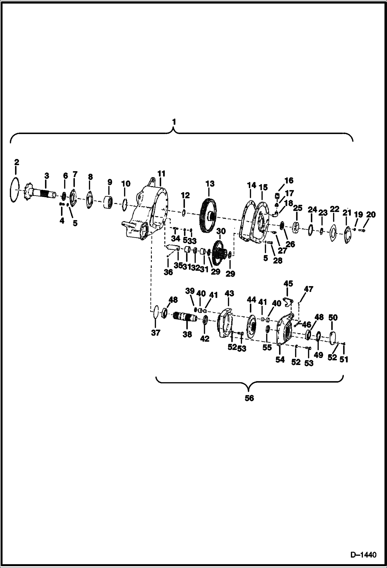 КОРПУС РЕДУКТОРА ПОНИЖАЮЩЕЙ ПЕРЕДАЧИ (С ТОРМОЗАМИ - 12001 И ВЫШЕ)