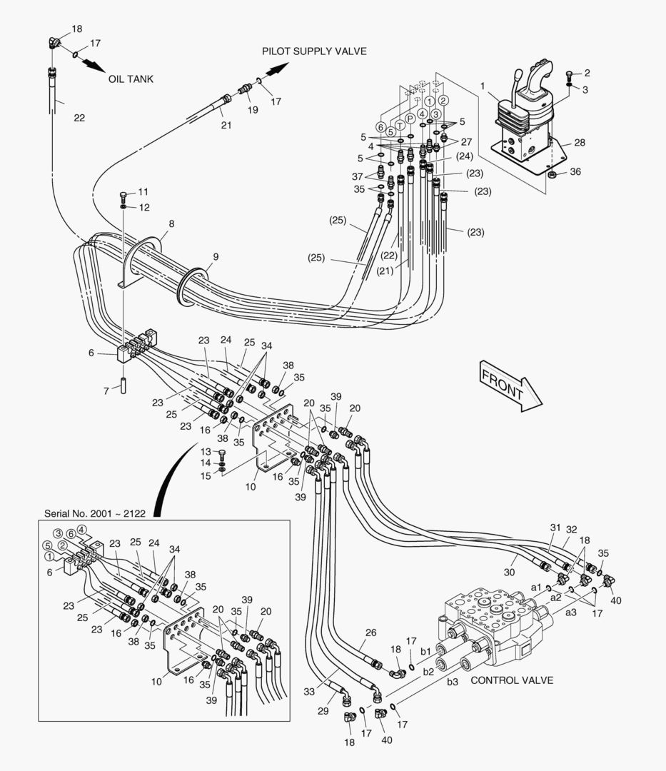 ТРУБОПРОВОД СЕРВОУПРАВЛЕНИЯ-РЫЧАГ ПЕРЕДАЧИ (3 КАТУШКИ)