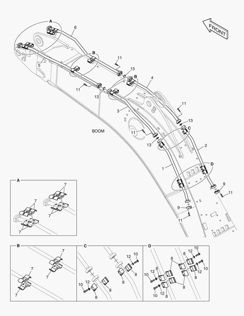 6180 BOOM PIPING - ONE & TWO WAY(BOOM 6.65m)