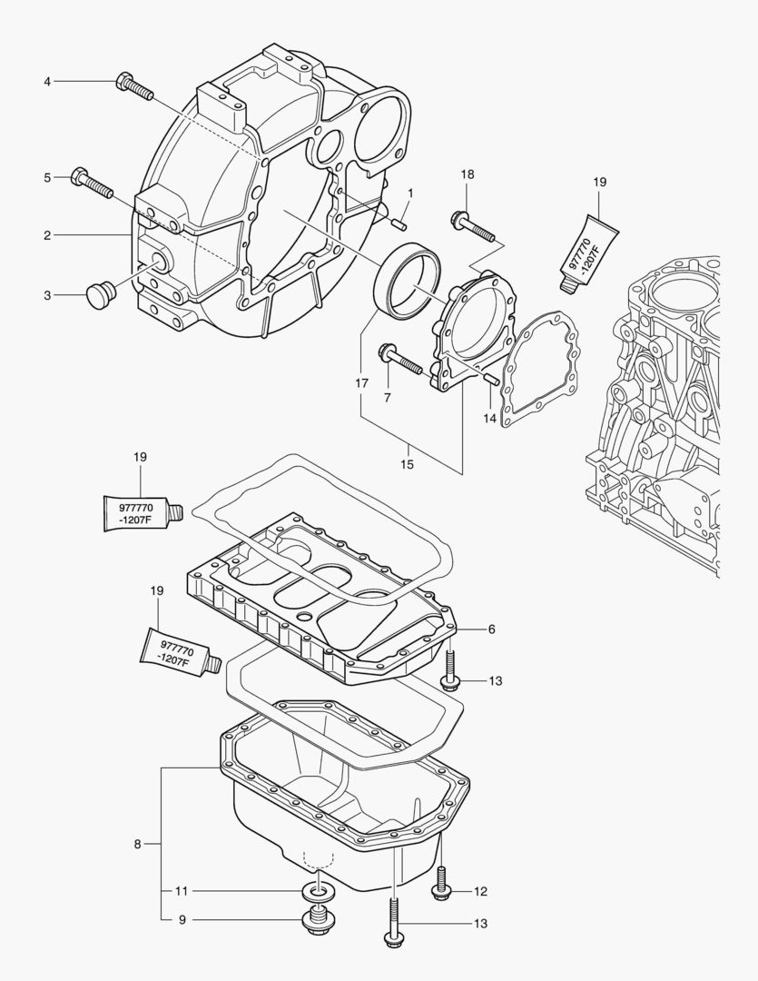 003 FLYWHEEL HOUSING & OIL PAN