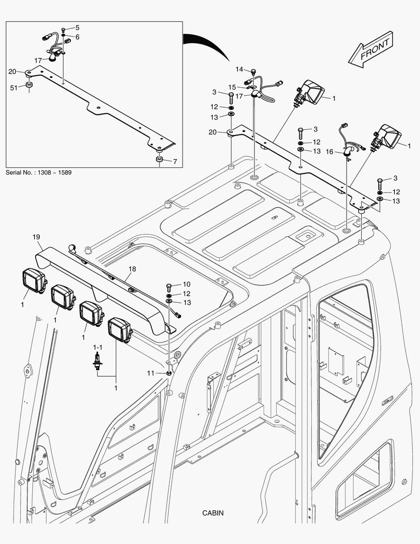 7381 WORKING LAMP - 6 LAMP(HALOGEN) [1308~]