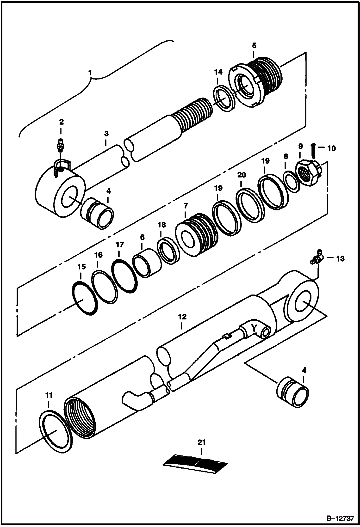 ЦИЛИНДР КОВША (ИСХОДНОЕ ОБОРУДОВАНИЕ)