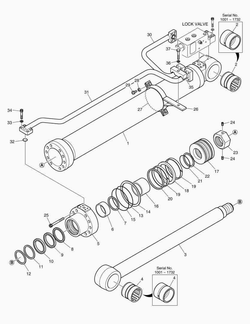 ЦИЛИНДР СТРЕЛЫ(ЛЕВОСТОРОННИЙ)-ГИДРОЗАМОК