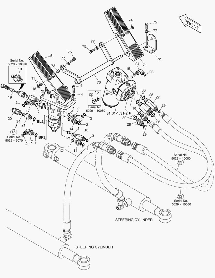 1195 BRAKE PEDAL VALVE & STEER UNIT [5029~]