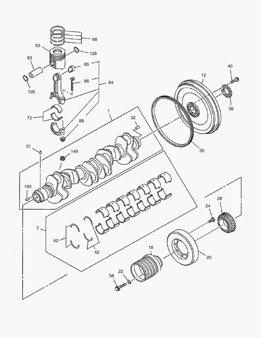 015 CRANKSHAFT & PISTON AND FLYWHEEL