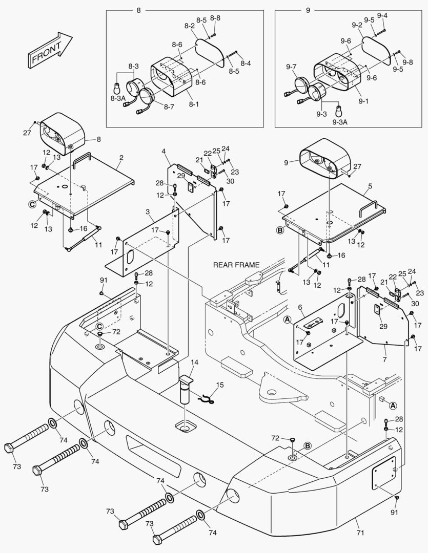 1580 COUNTER WEIGHT & REAR LAMP