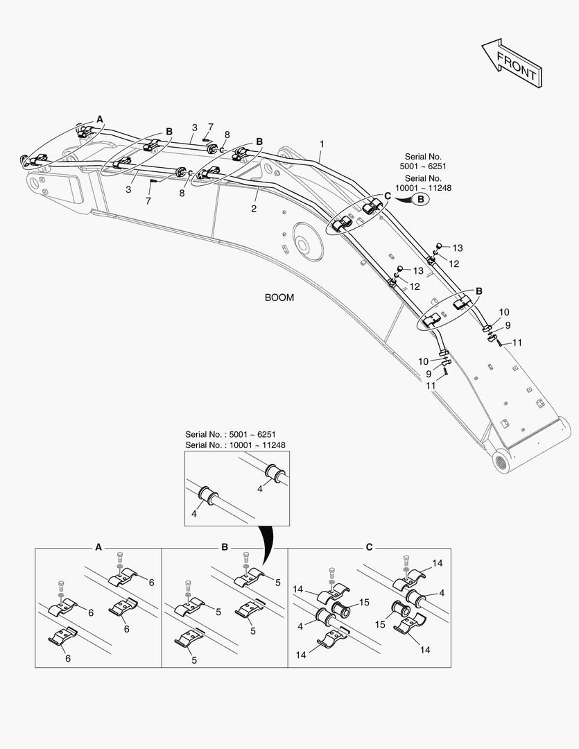 Схема 6940 BOOM PIPING - ONE & TWO WAY(BOOM 6.2m)