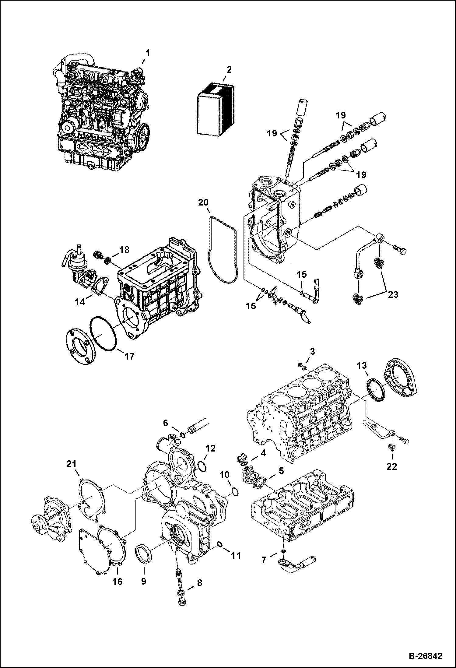 ДВИГАТЕЛЬ И КОМПЛЕКТ НИЖНИХ ПРОКЛАДОК (СЕРИЙНЫЙ НОМЕР 5254 И 5255) (V3300 DI T KUBOTA) (TIER II)