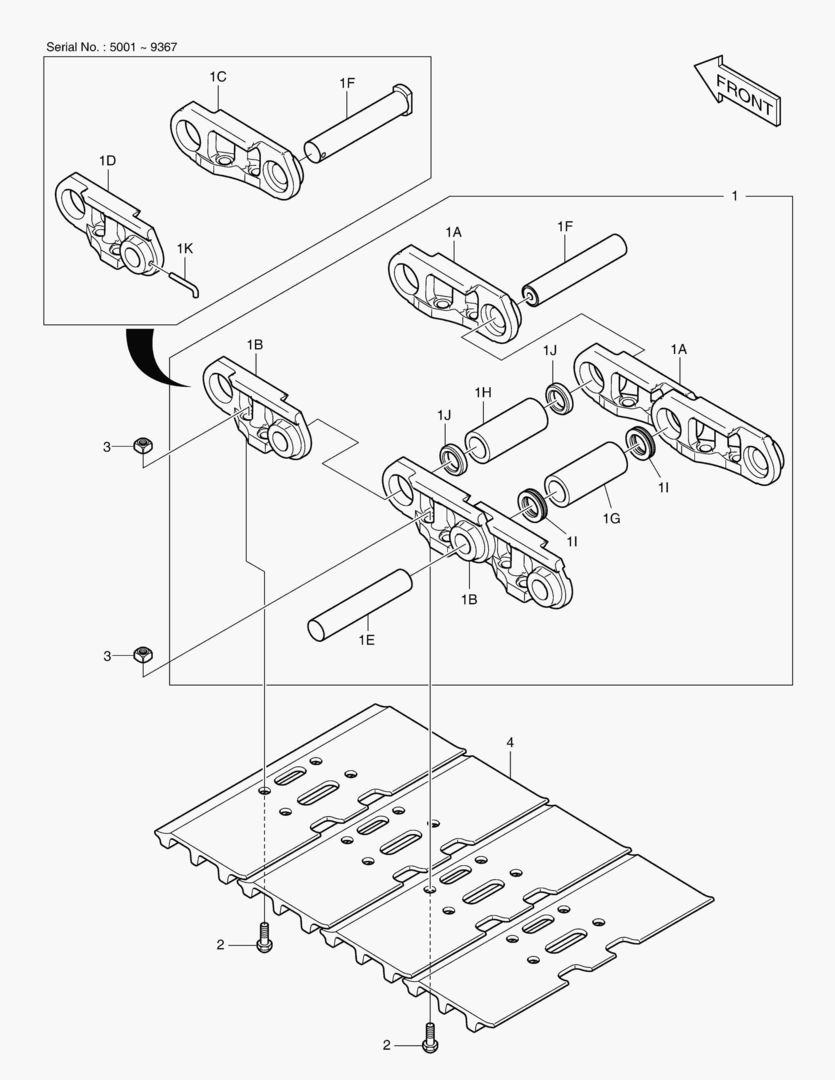БАШМАК ГУСЕНИЦЫ В СБОРЕ - 600G(DX225LCA)