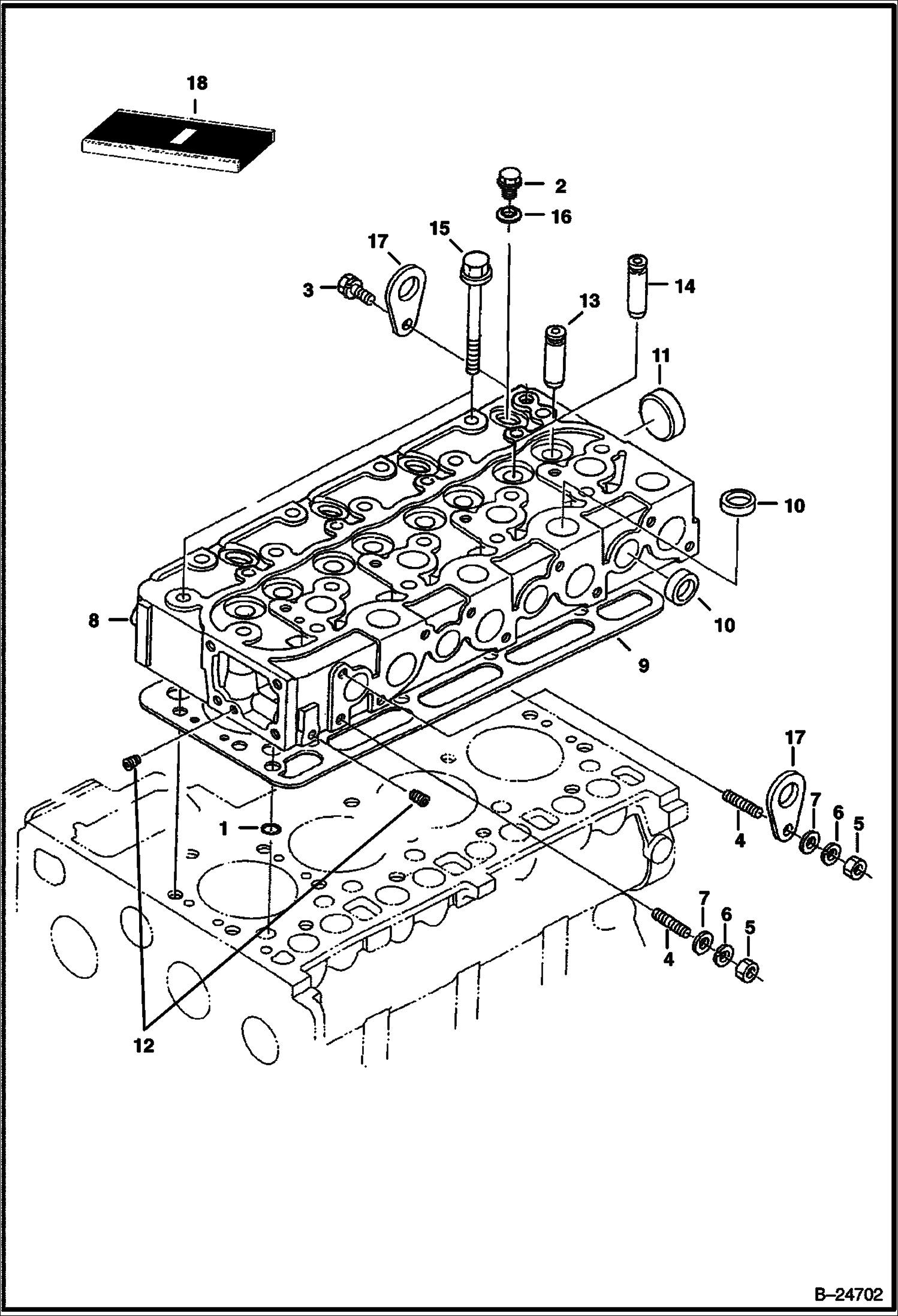 Схема ГОЛОВКА ЦИЛИНДРА (KUBOTA - V2203 2EB - TIER II REPLACEMENT)